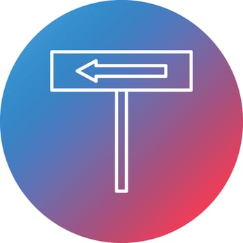 Road Sign Line Gradient Circle Background Icon vector