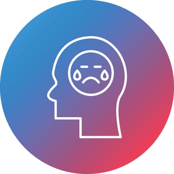 Sadness Line Gradient Circle Background Icon vector