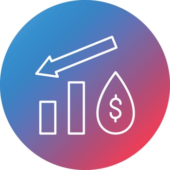 Oil Price Decrease Line Gradient Circle Background Icon vector