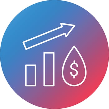 Oil Price Increase Line Gradient Circle Background Icon vector