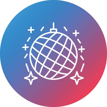 Disco Ball Line Gradient Circle Background Icon vector