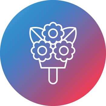 Flower Bouquet Line Gradient Circle Background Icon vector
