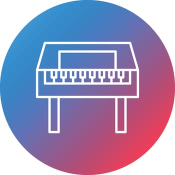 Wooden Piano Line Gradient Circle Background Icon vector