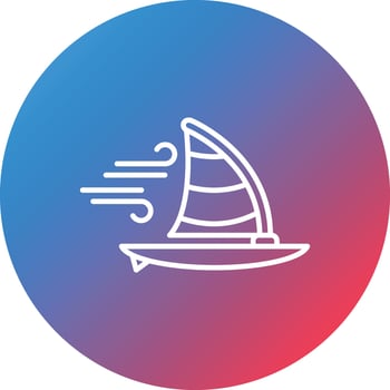 Windsurf Line Gradient Circle Background Icon vector