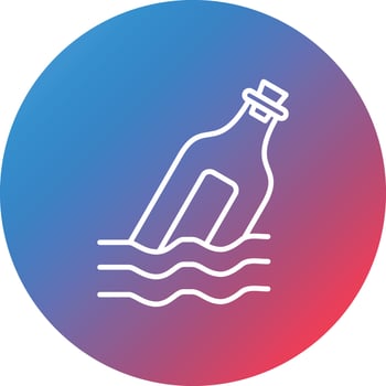 Message in a Bottle Line Gradient Circle Background Icon vector