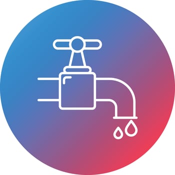 Water Tap Line Gradient Circle Background Icon vector