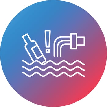 Water Pollution Line Gradient Circle Background Icon vector