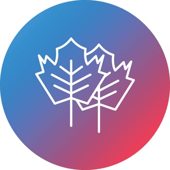 Maple Leaf Line Gradient Circle Background Icon vector