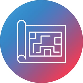 House Plan Line Gradient Circle Background Icon vector
