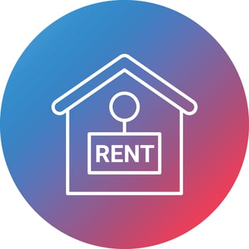 Rent House Line Gradient Circle Background Icon vector