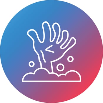 Scary Hand Line Gradient Circle Background Icon vector