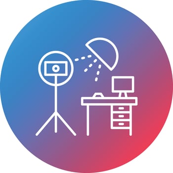 Photo Studio Line Gradient Circle Background Icon vector