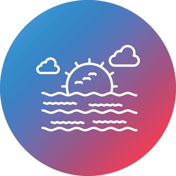 Sea Landscape Line Gradient Circle Background Icon vector