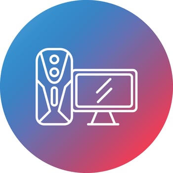 Gaming Pc Line Gradient Circle Background Icon vector