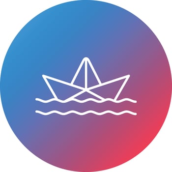 Paper Boat Line Gradient Circle Background Icon vector