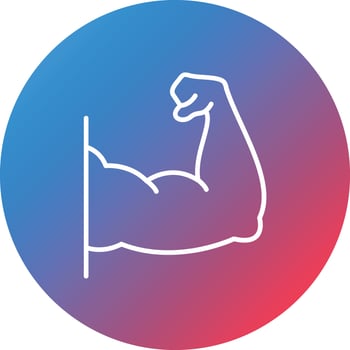 Arm Muscle Line Gradient Circle Background Icon vector