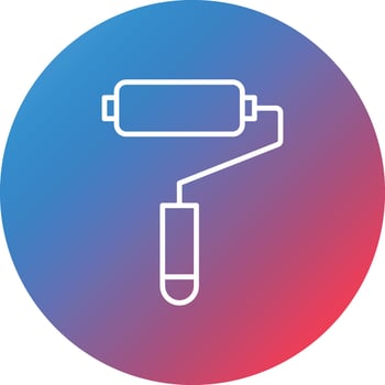 Paint Roller Line Gradient Circle Background Icon vector
