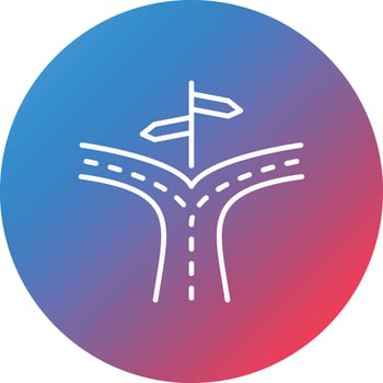 Road Split Line Gradient Circle Background Icon vector