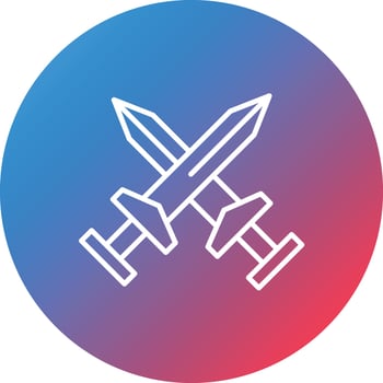 Sword Line Gradient Circle Background Icon vector