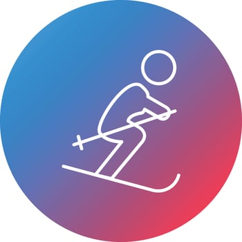 Skiing Line Gradient Circle Background Icon vector