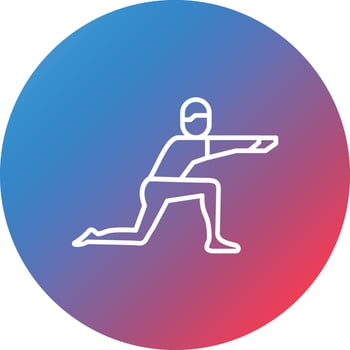 Low Lunge Right Line Gradient Circle Background Icon vector