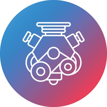 Car Engine Line Gradient Circle Background Icon vector