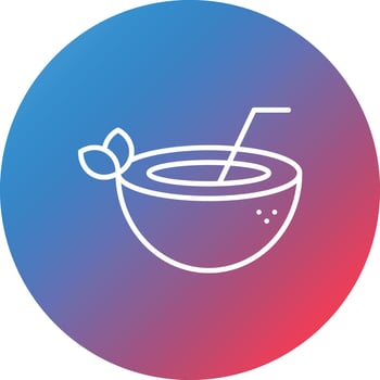Coconut Drink Line Gradient Circle Background Icon vector