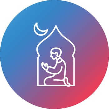 Muslim Praying Line Gradient Circle Background Icon vector