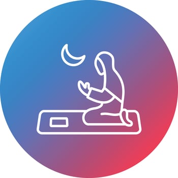 Women Praying Line Gradient Circle Background Icon vector