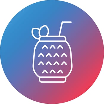 Pina Colada Line Gradient Circle Background Icon vector