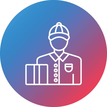 Delivery Man Line Gradient Circle Background Icon vector