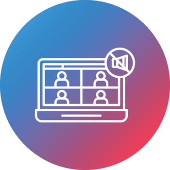 Mute Meeting Line Gradient Circle Background Icon vector