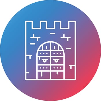 Castle Gate Line Gradient Circle Background Icon vector