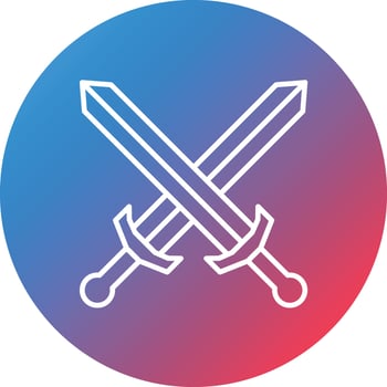 Swords Line Gradient Circle Background Icon vector