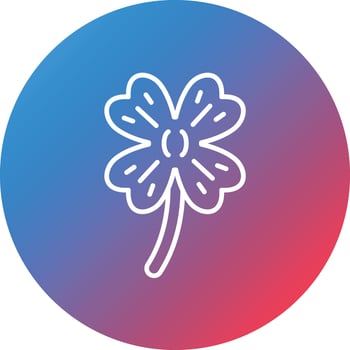 Four Leaf Clover Line Gradient Circle Background Icon vector