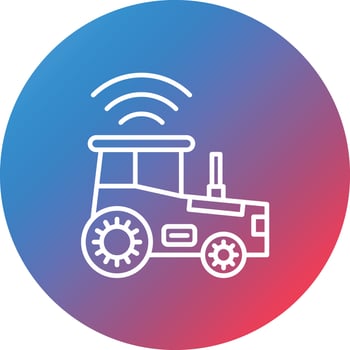 Smart Tractor Line Gradient Circle Background Icon vector