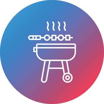 Barbecue Line Gradient Circle Background Icon vector