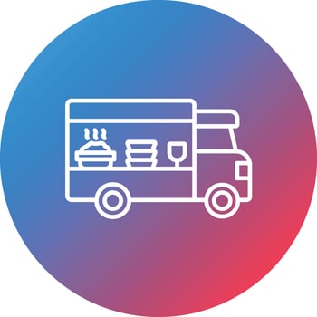 Food Truck Line Gradient Circle Background Icon vector