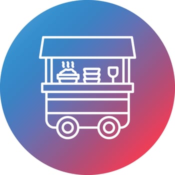 Food Cart Line Gradient Circle Background Icon vector