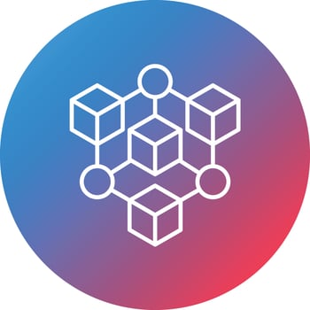Blockchain Line Gradient Circle Background Icon vector