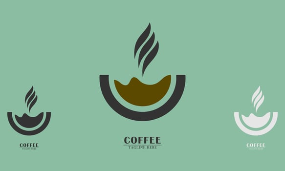 semicircular cup and steam coffee logo icon vector