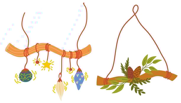 Christmas wreaths set. Decor for New Year Christmas and holiday. Wreath with holly berries, mistletoe, pine and fir branches, cones, rowan berries. Hand drawn illustration isolated vector