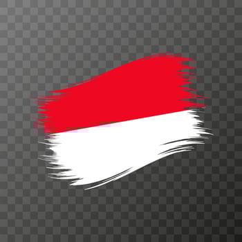 Monaco national flag. Grunge brush stroke. Vector illustration on transparent background.