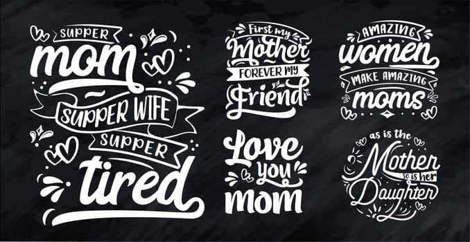 Hand drawn lettering mom Typography Design with floral element can be used on mug, T-shirt vector