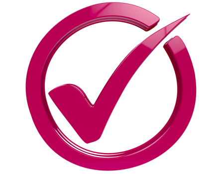 Pink check mark icon png on Transparent Background