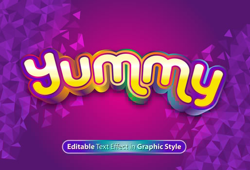 Delicious Yummy text effect with graphic style and editable vector