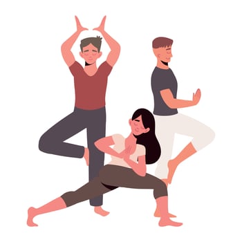 people making yoga vector