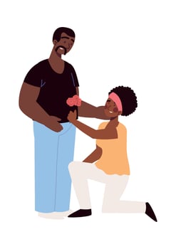 woman giving flowers a boyfriend vector