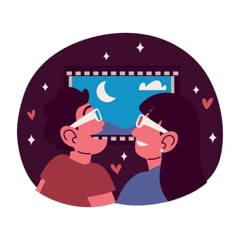 couple watching movie vector