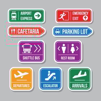 Airport Signage Sticker Collection vector